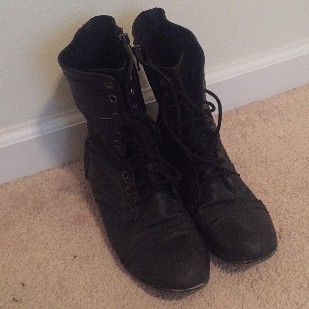 Black combat boots